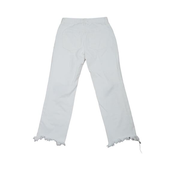 Free People white denim mid rise straight leg distressed jeans 25 - Picture 3 of 5